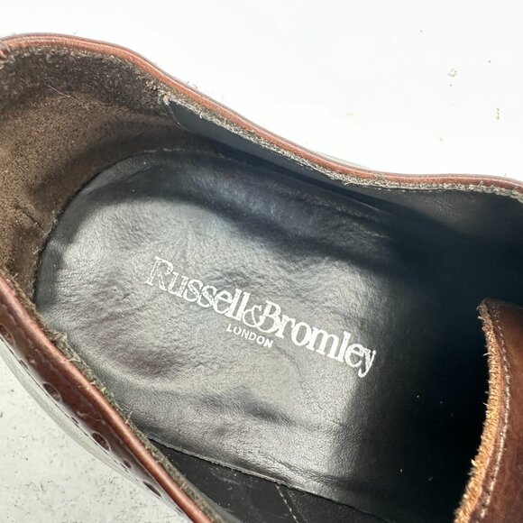 Russell & Bromley Men Size EU 42 US 8.5 Brown Leather Wingtip Oxford Dress Shoes - Picture 11 of 12